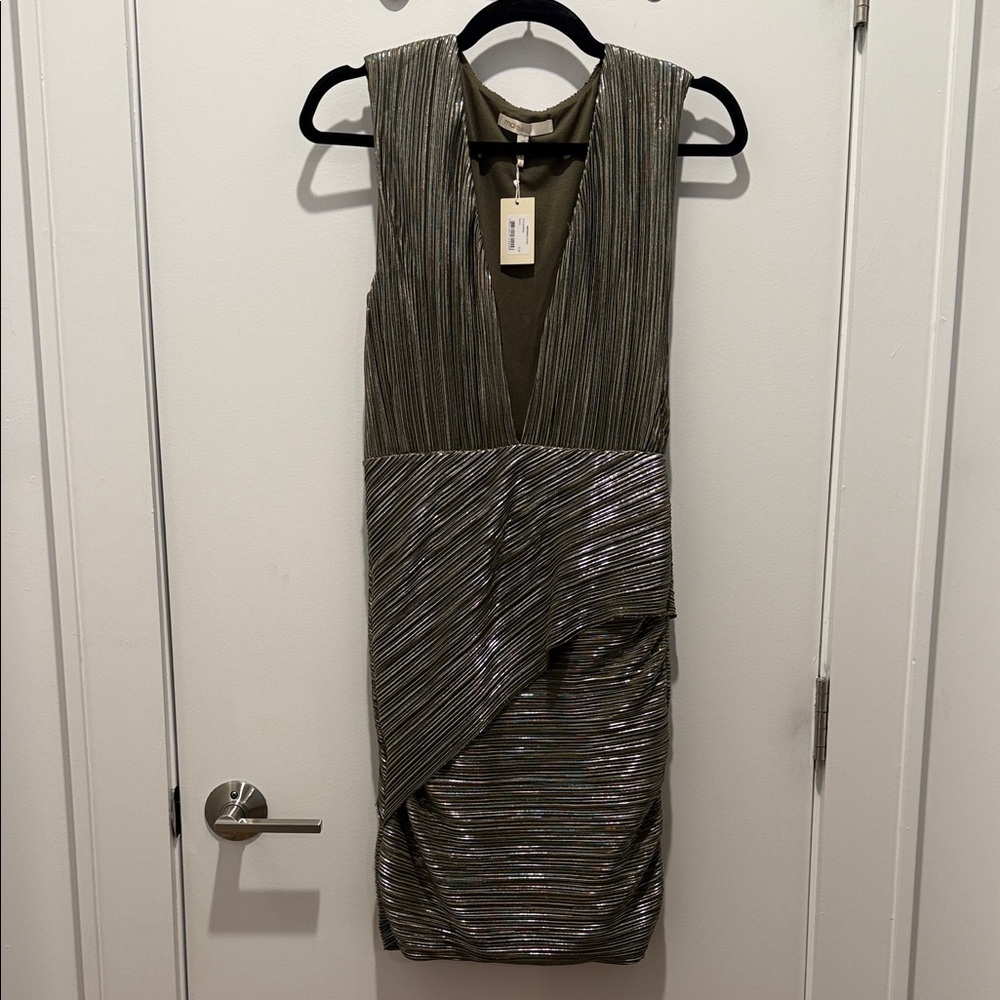 Maje Olive and Silver Backless Dress